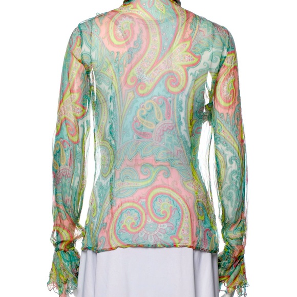 Dolce & Gabbana printed long sleeve blouse - size small US (IT40) - Picture 3 of 4